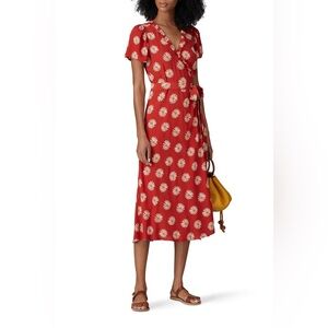 RUFFLE TRIM WRAP FLORAL DRESS